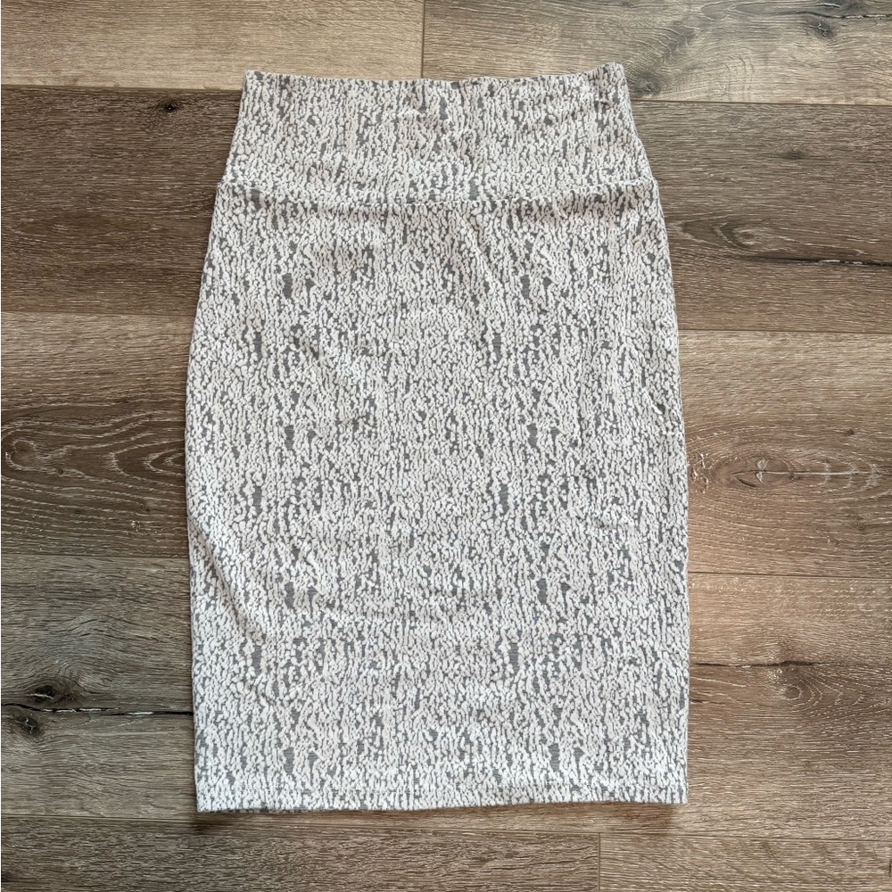 LuLaRoe Grey and White Midi Pencil Skirt